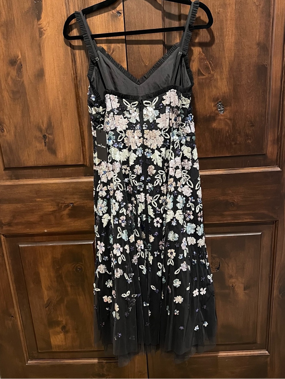 BHLDN Needle and Thread Wildflower Black Floral Sequin Midi Dress - Picture 9 of 16